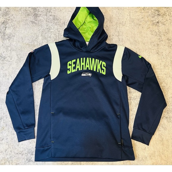 Nike Other - Seattle Seahawks Hoodie Boys Large 14/16 Blue Nike ThermaFit Pullover Sweatshirt